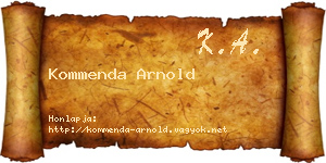 Kommenda Arnold névjegykártya